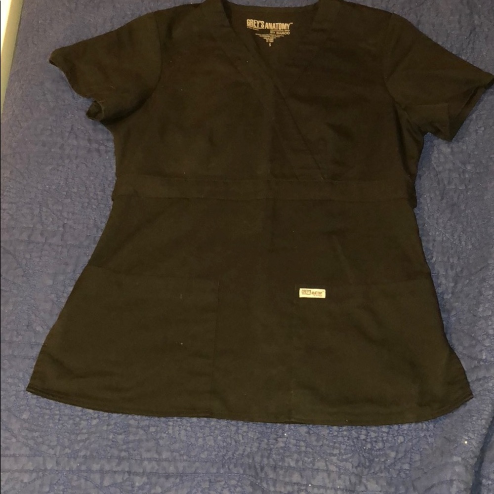 Grey’s Anatomy Black Mock Wrap Scrub Top